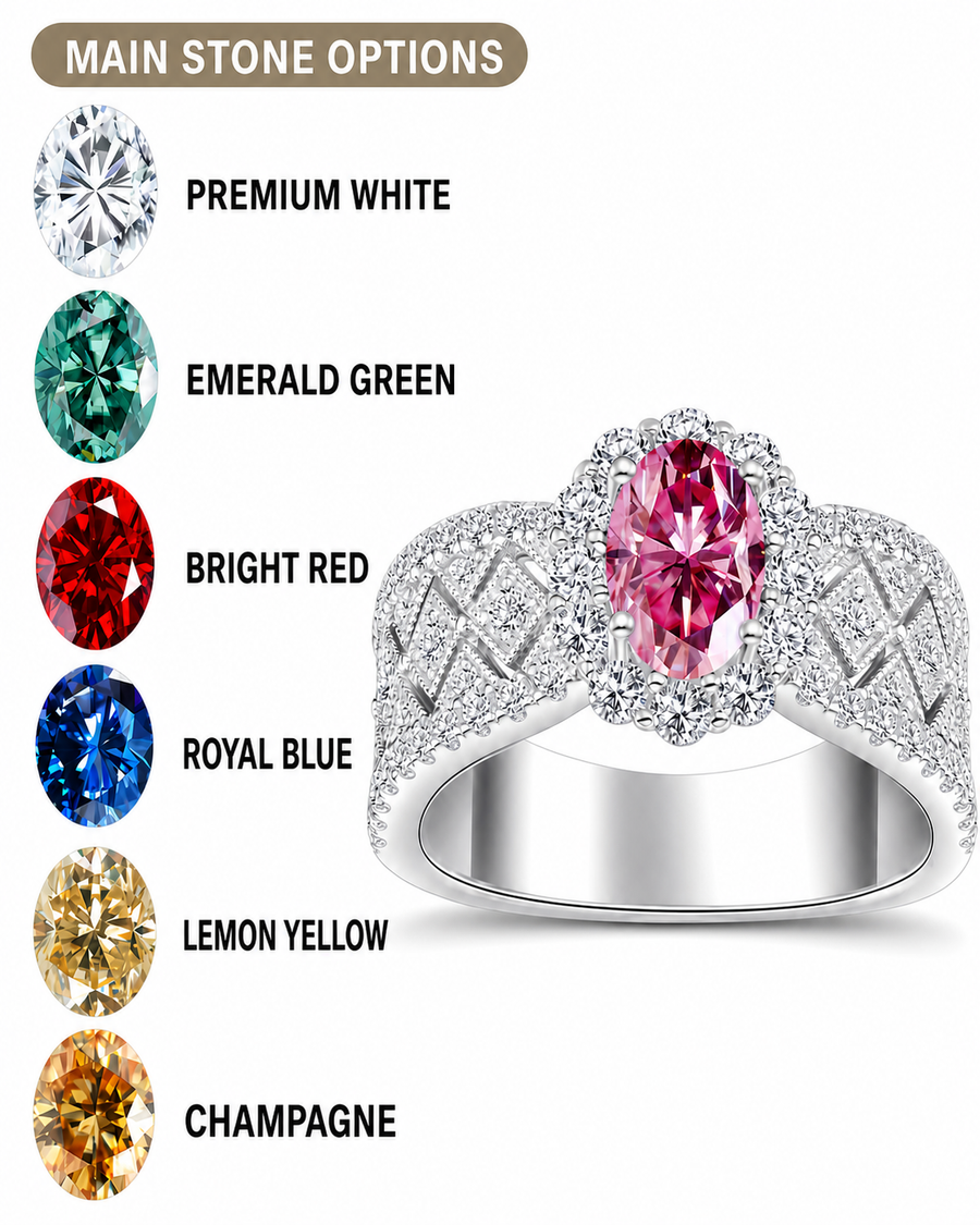 Pink Oval 1.5ct Moissanite Ring
