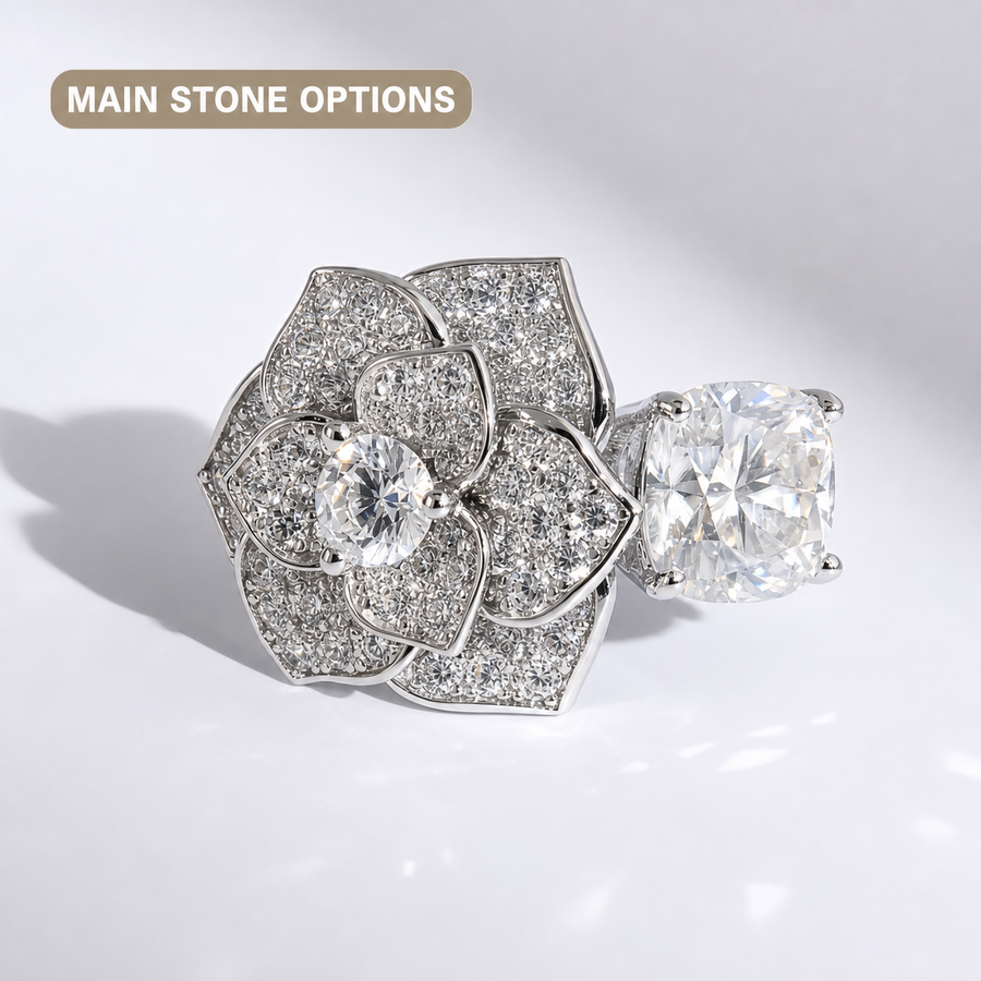 Blue Cushion 2.5ct Moissanite Ring