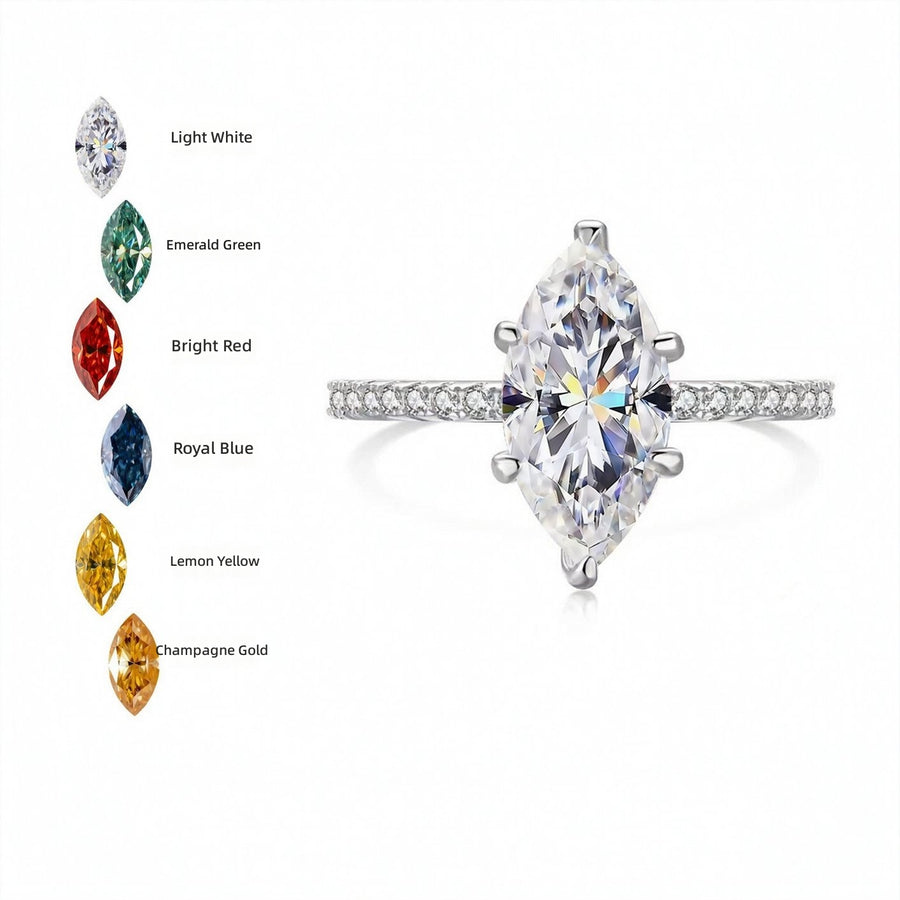White Marquise 2ct Moissanite Ring