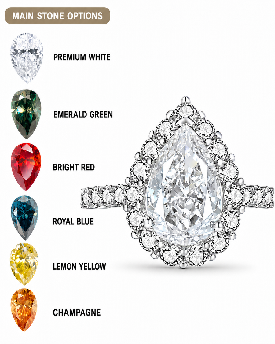 Pear 5ct Pavé Moissanite Ring