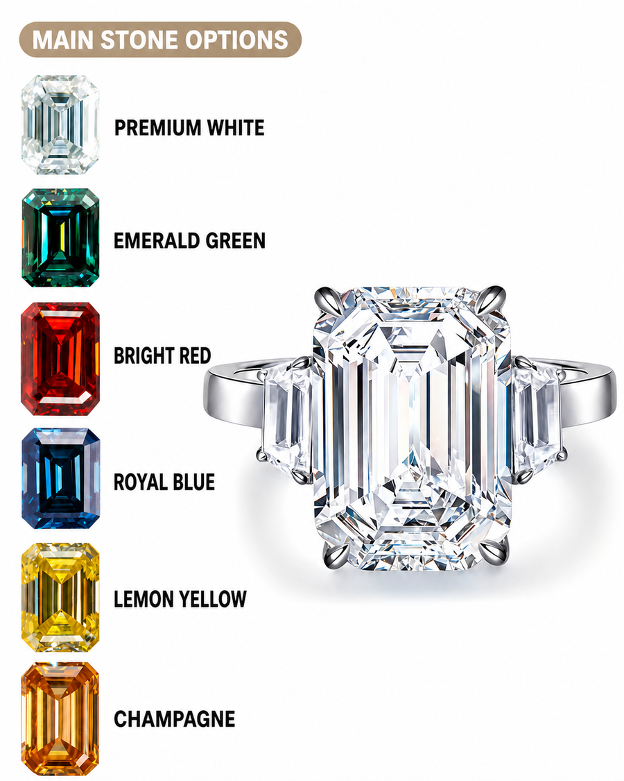 Emerald-Cut 10ct Moissanite Statement Ring