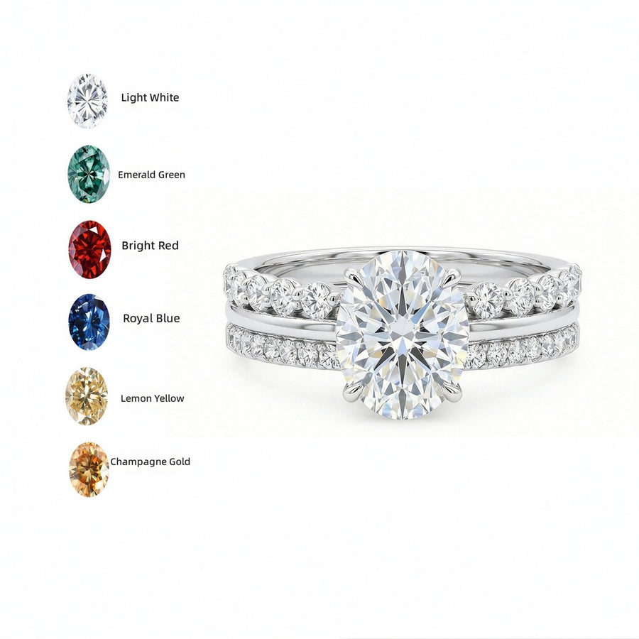 Color Oval 2ct Moissanite Ring