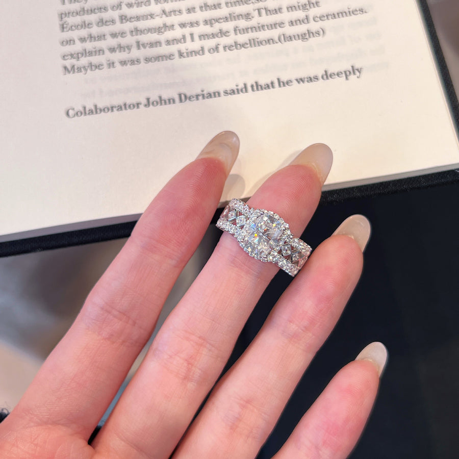 Elongated Cushion 2ct Moissanite Ring
